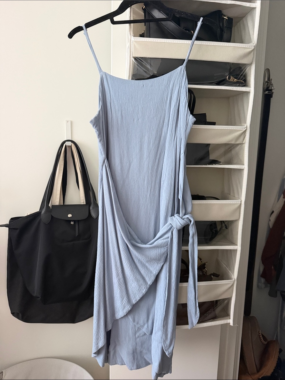 Lulu's Pale Blue Asymmetrical Slip Dress with Side Knot